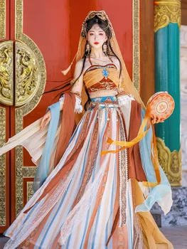 Екзотична ханфу принцеса Тианжу, богиня на западния регион, подобрен елемент хан древен костюм пролет и есен