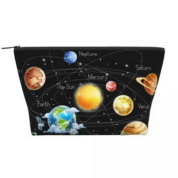 Планети от Слънчевата система Звезди Трапецовидни преносими чанти за грим Ежедневна чанта за съхранение Козметичен калъф за пътуване Тоалетна чанта за бижута