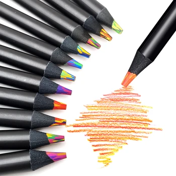 1Pc 8 цвята градиент дъга моливи джъмбо-цветни моливи многоцветни моливи за рисуване на изкуство оцветяване скициране случайни