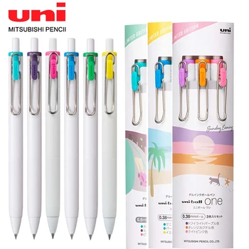 3 цвят UNI гел писалка дебело мастило пълнител комплект UMN-S-38 натиснете подпис писалка 0.38 / 0.5mm ограничен цвят писалка канцеларски Обратно в училище