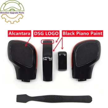 DSG Shift Gear Knob Замяна на капака Комплект черни пиано боя Alcantara