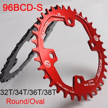 BUCKLOS Висока якост 96 BCD верижна асиметрия кръгла / овална верига за планински велосипеди 32T-38T Mtb верижно колело Колоездене част