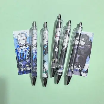 Genshin Канцеларски материали за деца училищни пособия сладка писалка Venti/Yae Miko/Eula Аниме аниме фен Гел Pen комплект Черен 0.5mm писалки за писане