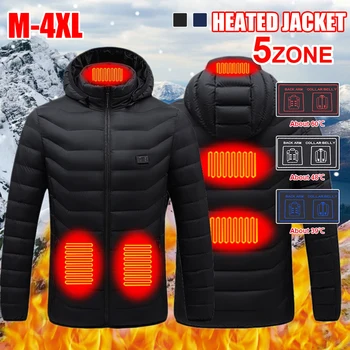 Нови висококачествени отопляеми якета Мъже Жени Зимни външни електрически отоплителни якета USB заряд термично палто за ски къмпинг