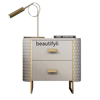 Нощно шкафче Модерен прост и лек луксозен каменен мрамор Разширен шкаф за заключване на парола за пръстови отпечатъци