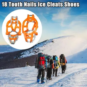 Crampons Ice Cleats Non Slip Ice Snow Spikes With 18 Studs Ice Climbing Crampons For Mountaineering Ice Fishing Hunting Hiking
