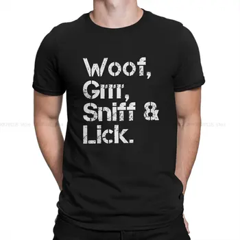 Woof Grrr Sniff Lick TShirt За мъжки BDSM облекло стил полиестер T риза удобни