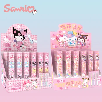 36pcs Sanrio гел писалки Kawaii Hello Kitty Kuromi Melody Cinnamoroll Kids Writing Neutral Pen School Supplies Канцеларски материали на едро