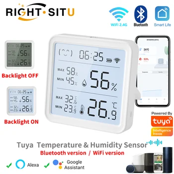 Tuya WiFi сензор за влажност на температурата за интелигентен дом подсветка хигрометър термометър съвместим Bluetooth APP дистанционно управление