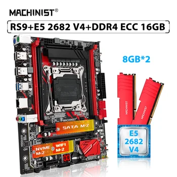 MACHINIST X99 RS9 комплект дънна платка LGA 2011-3 Xeon E5 2682 V4 процесор CPU 16GB = 2pcs * 8GB ECC DDR4 RAM памет NVME M.2 SATA
