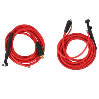 Hot TIG заваръчна горелка бърз конектор газ-електрически интегриран червен маркуч кабелни проводници 4M 35-50 евро конектор 13.12Ft