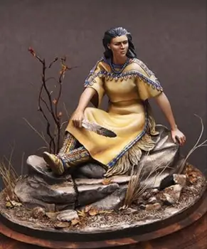 Unassambled 1/24 древна седяща жена почивка (С ОСНОВА ) Смола фигура миниатюрни модели комплекти Небоядисани