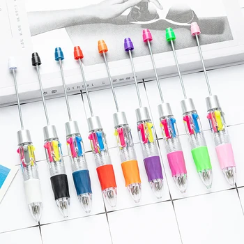 130Pcs DIY Beaded четирицветни химикалки сладък студент многоцветни формован писалка преса пластмасова писалка