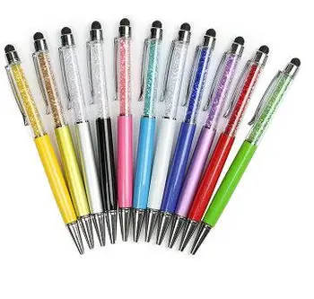 Диамантени кристални химикалки + капацитивен стилус писалка 2 в 1 новост метал Zakka докосване Ballpen канцеларски подаръци