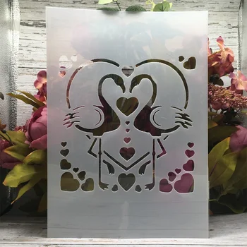 A4 29cm фламинго двойка любовник сърце DIY наслояване шаблони стена живопис скрапбук оцветяване щамповане албум декоративен шаблон