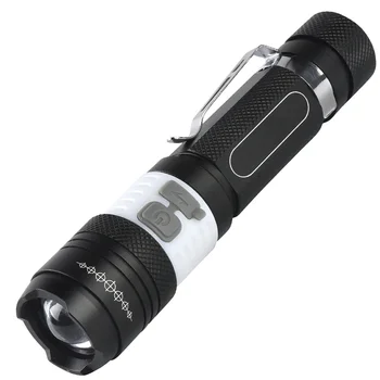 T6 + COB LED фенерче от алуминиева сплав фенерче Zoomable Torch водоустойчив факел Използвайте 18650 батерия