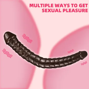 Нов силиконов двоен главата вибратор мек дълъг пенис огромен анален щепсел възрастен секс играчка за жени мъже гей лесбийки g spot вагина анален масаж