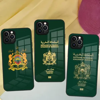 Мароко Флаг паспорт телефон случай за Iphone 14 12 11 13 Pro Max Mini X 8 Xr Xs 7 Puls 6 стъкло