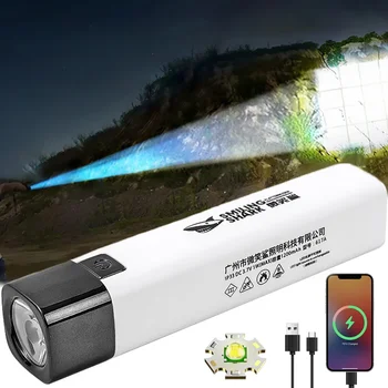 Мощно тактическо фенерче 3 режима осветление USB зареждане фенерче Power Bank 2 в 1 външно водоустойчиво къмпинг фенерче