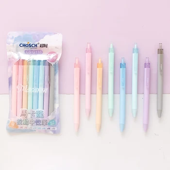 8pcs/set Меки цветове 0,5 мм химикалка Macaron цвят химикалки ролкови топка писалка писане маркер лайнер офис училищни пособия