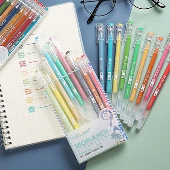 9Pcs Morandi сиви писалки набор многоцветни гел мастило писалки реколта маркер лайнер 0.6mm химикалка училище офис канцеларски подарък писалка