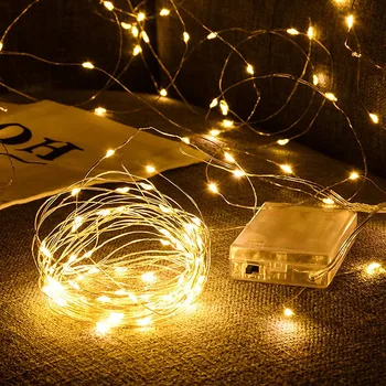 10M медна жица LED струнни светлини Външни водоустойчиви гирлянди Festoon фея сватбени декорации за Нова година коледно дърво
