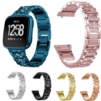 Диамантена каишка за Fitbit Versa / Versa Lite Smart Watch Band неръждаема стомана жени китката гривни за Fitbit Versa 2 Correa ленти