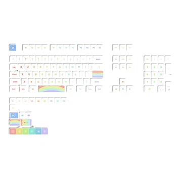 H7JA 125Pcs PBT Dye Sub Keycap за механични клавиши за клавиатура MDA Rainbow