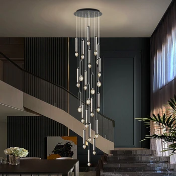 Модерна декорация на дома кристален полилей, стълбище Висулка лампа, хол Висулка светлини, вътрешно осветление