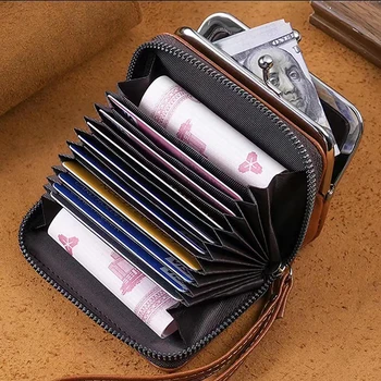 Жените монета чантата цвят Multi слотове притежателя на карти момичета прост PU кожа ключалката портфейл червило преносими пари чантата джоб чанта