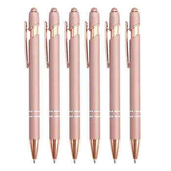 6Pcs розово злато химикалки Push действие бизнес офис подпис писалки училище канцеларски инструменти за писане