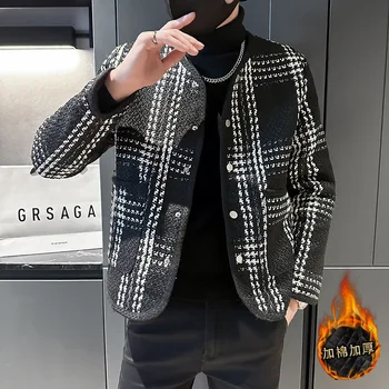 Корейска мода каре без яка мъжки якета за парка зимни удебелени и топли памучни палта Casual Business Hiphop Overcoat 2023