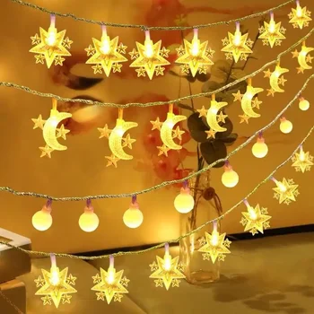  Рамадан декор LED светлина низ на USB / батерия звезда Луната фея венец спалня лампа празник осветление парти сватбена декорация