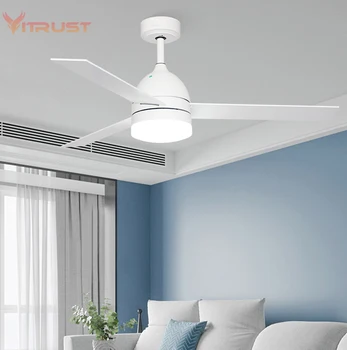 Обикновена таванна вентилаторна лампа за спалня Хол Дървен вентилатор на тавана със светлина и дистанционно управление