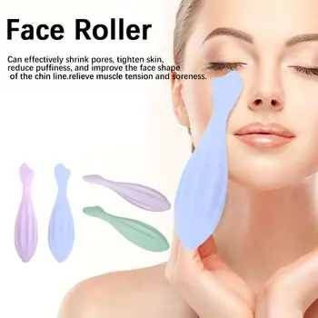 17cm Face Roller за лице и очи Beauty Roller Инструменти за грижа за кожата Gua Sha масаж на лице Силиконов валяк за лице Beauty 4 Col T6C8