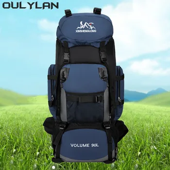 OULYLAN Колоездачен камуфлаж с висок капацитет 90L водоустойчив мъже с голям капацитет на открито водоустойчиви раници пътуване багаж чанта