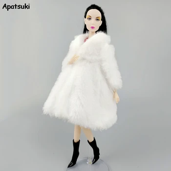 Бяло топло кожено палто за кукли Барби Тоалети Яке палто Дрехи за 1/6 BJD кукли аксесоари играчки за деца DIY подаръци