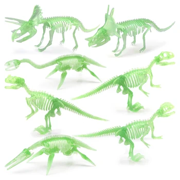 7 бр. Светлинен динозавър скелет играчка Светеща симулация Дино кост фигура комплект PVC обучение образователна играчка за деца за наука
