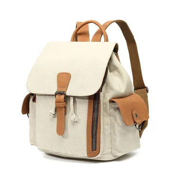 малък реколта платно раница за жени случайни раменете чанта пътуване daypack чанта
