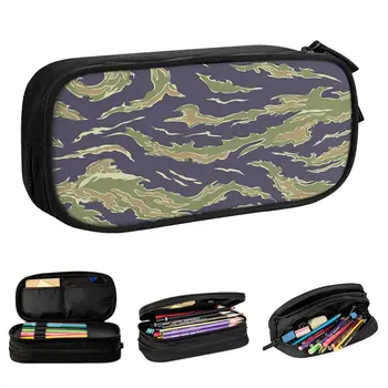 Tiger Stripe Camo Army Camouflage молив случай молив торбичка писалка кутия големи чанти за съхранение училищни пособия подаръци канцеларски материали