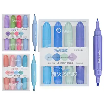 4PCS Kawaii бонбони цвят двоен връх маркер писалки пастелни маркери канцеларски маркери естетични стационарни консумативи писалка