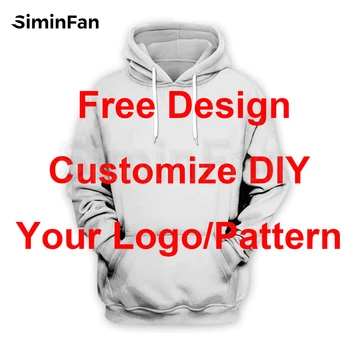 Персонализирайте всеки дизайн Мъжки 3D отпечатани качулки DIY вашето лого / модел унисекс случайни суитчър пуловер жени мода улично облекло