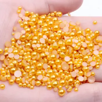 Златни полукръгли перли 2mm-12mm кръгла плоска ABS имитация на перли лепило върху мъниста Използвайте лепило DIY аксесоари за дрехи