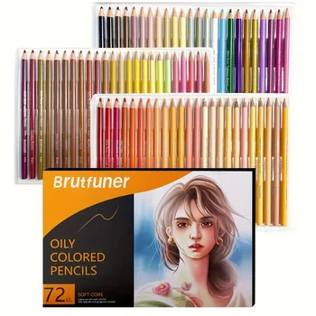 Brutfuner 26/50/72pcs Тон на кожата Цветни моливи Маслена основа скициране Рисуване молив комплект за начинаещи художник книжка за оцветяване
