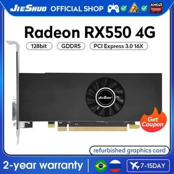 JIESHUO AMD Radeon RX 550 4GB Видео графична карта GDDR5 gpu 14nm 128bit rx550 4g PC настолни игри видео Office 550 rx