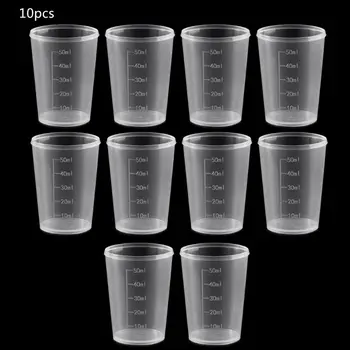 10pcs 1.75 oz Прозрачни пластмасови измервателни чаши за смесване на боя за петна от епоксидна смола