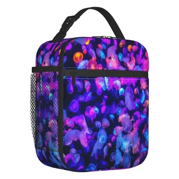Colorful медузи за многократна употреба преносим обяд чанта изолирани охладител обяд кутия голяма пазарска чанта за открит момиче момче офис пикник работа