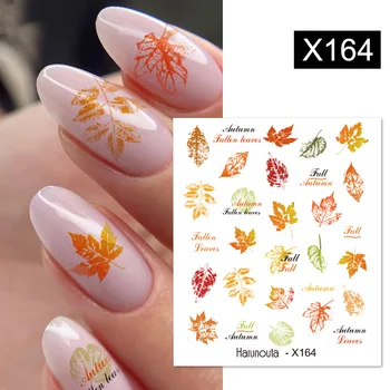 Harunouta Есенна кленова пеперуда вода нокти ваденки стикер цвете листа дърво DIY плъзгач за маникюр нокти изкуство воден знак документи