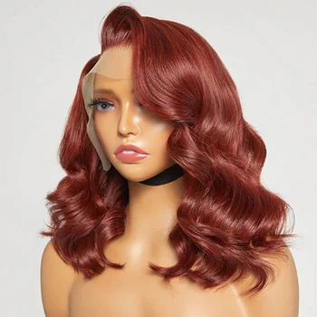 Reddlish Brown Loose Body Wave Short Bob Wigs Human Hair 13x4 Lace Front Human Hair Wigs For Women Glueless Preplucked On Sale